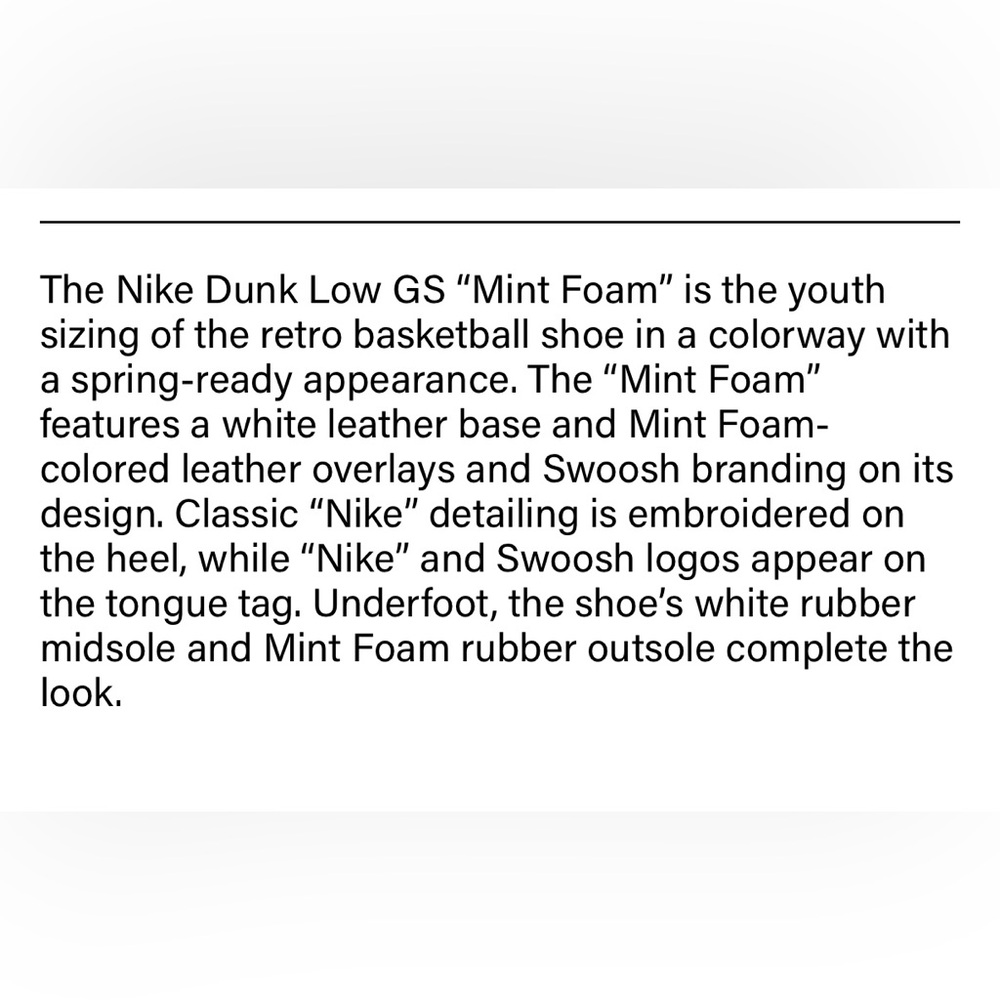 Nike Dunk Low GS Big Kids (FZ3534-100) “Mint Foam” - Picture 12 of 12